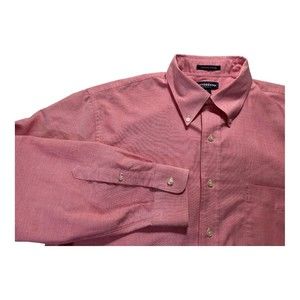 LANDS' END Mens Light Pink Cotton Original Oxford Dress Shirt 17 -37 Tall EUC